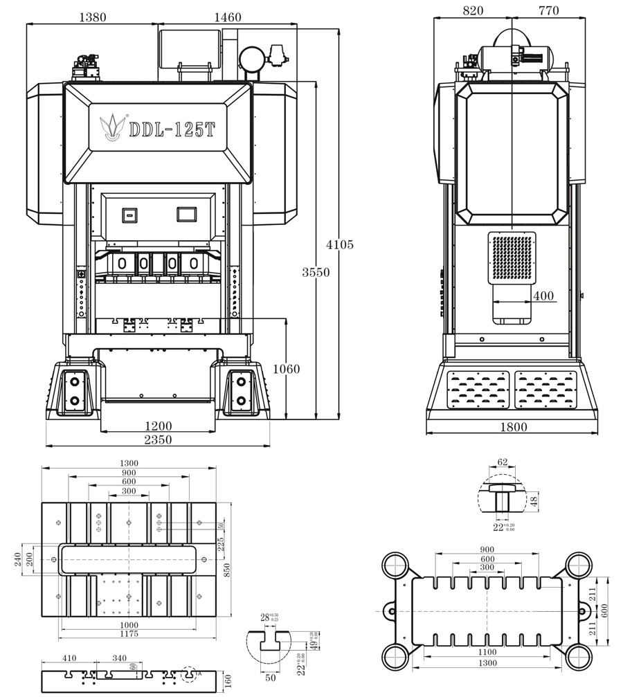 龙门125吨高速冲床结构图